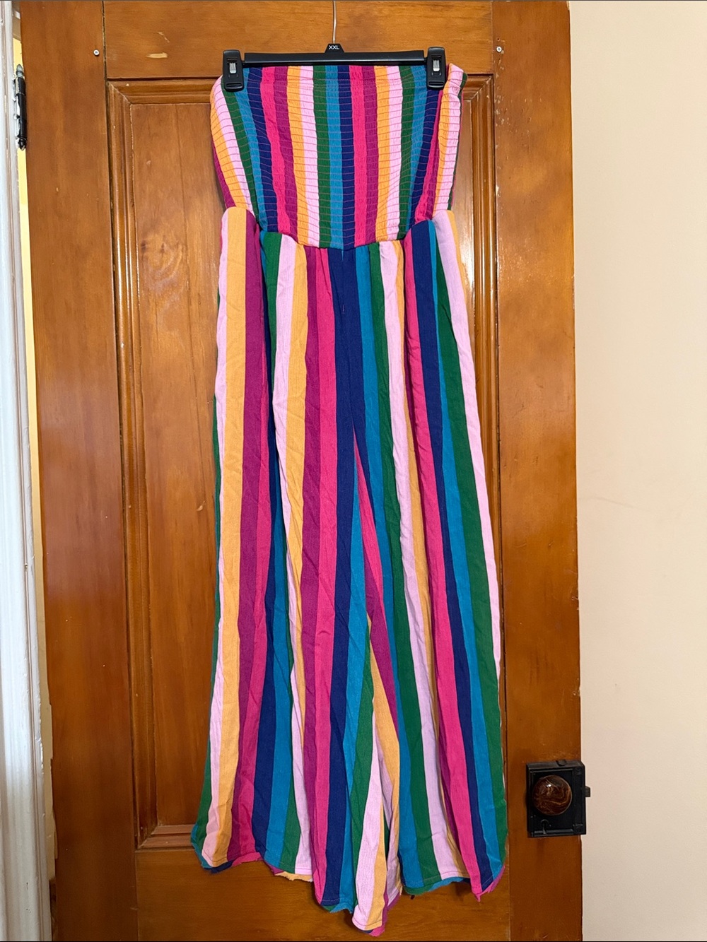 torrid Multicolor Stripe Strapless Jumpsuit - Pink, Green, Blue, Yellow